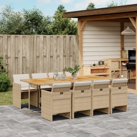 9-teiliges Garten-Essset mit beigen Kissen aus synthetischem Rattan von vidaXL, Gartensets - Ref: Foro24-3277695, Preis: 902,...