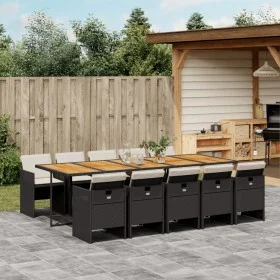 11-piece garden dining set with black synthetic rattan cushions by vidaXL, Garden sets - Ref: Foro24-3277706, Price: 939,65 €...