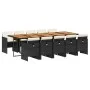 Set de comedor jardín 11 pzas con cojines ratán sintético negro de vidaXL, Conjuntos de jardín - Ref: Foro24-3277706, Precio:...