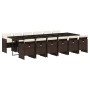 Set muebles de jardín 13 pzas y cojines ratán sintético marrón