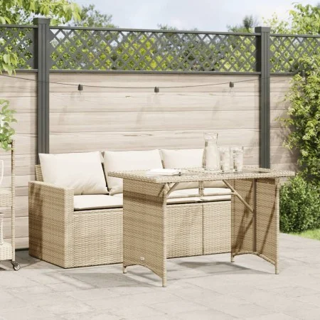 2-teilige Garten-Essgruppe mit beigen Kissen aus synthetischem Rattan von vidaXL, Gartensets - Ref: Foro24-366332, Preis: 284...
