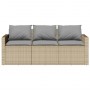 3-seater garden sofa with beige synthetic rattan cushions by vidaXL, Outdoor sofas - Ref: Foro24-366345, Price: 215,38 €, Dis...