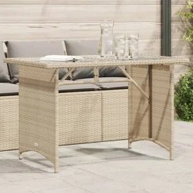 Garden table glass surface PE rattan beige 110x68x70 cm by vidaXL, Garden tables - Ref: Foro24-366353, Price: 97,67 €, Discou...