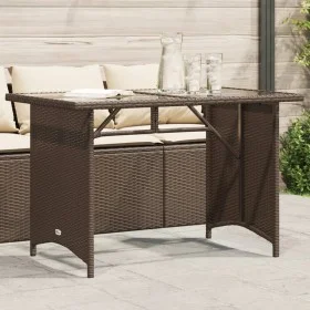 Garden table top glass PE rattan brown 110x68x70 cm by vidaXL, Garden tables - Ref: Foro24-366351, Price: 97,91 €, Discount: %