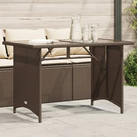 Garden table top glass PE rattan brown 110x68x70 cm by vidaXL, Garden tables - Ref: Foro24-366351, Price: 97,91 €, Discount: %