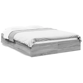 Sonoma gray engineered wood bed with drawers 160x200 cm by vidaXL, Beds and slatted bases - Ref: Foro24-3280648, Price: 174,5...