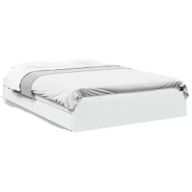 White engineered wood bed frame with drawers 160x200 cm by vidaXL, Beds and slatted bases - Ref: Foro24-3280643, Price: 226,6...