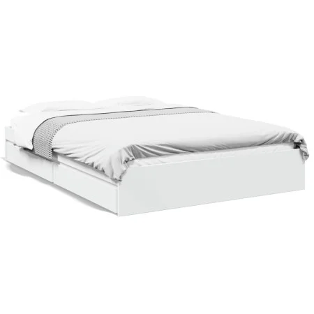 White engineered wood bed frame with drawers 160x200 cm by vidaXL, Beds and slatted bases - Ref: Foro24-3280643, Price: 226,6...