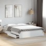 White engineered wood bed frame with drawers 160x200 cm by vidaXL, Beds and slatted bases - Ref: Foro24-3280643, Price: 230,2...