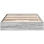 Cama con cajones madera de ingeniería gris Sonoma 135x190 cm de vidaXL, Camas y somieres - Ref: Foro24-3280697, Precio: 171,6...