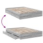 Cama con cajones madera de ingeniería gris Sonoma 135x190 cm de vidaXL, Camas y somieres - Ref: Foro24-3280697, Precio: 171,6...