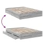 Sonoma gray engineered wood bed with drawers 135x190 cm by vidaXL, Beds and slatted bases - Ref: Foro24-3280697, Price: 170,3...