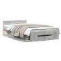 Cama con cajón madera de ingeniería gris hormigón 90x190 cm de vidaXL, Camas y somieres - Ref: Foro24-3280786, Precio: 128,01 €
