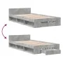 Concrete gray engineered wood bed with drawer 90x190 cm by vidaXL, Beds and slatted bases - Ref: Foro24-3280786, Price: 127,2...