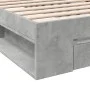 Concrete gray engineered wood bed with drawer 90x190 cm by vidaXL, Beds and slatted bases - Ref: Foro24-3280786, Price: 127,2...