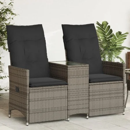 2-seater reclining garden sofa with gray PE rattan table by vidaXL, Outdoor sofas - Ref: Foro24-365712, Price: 241,30 €, Disc...