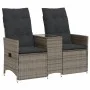 2-seater reclining garden sofa with gray PE rattan table by vidaXL, Outdoor sofas - Ref: Foro24-365712, Price: 241,30 €, Disc...