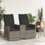2-seater reclining garden sofa with gray PE rattan table by vidaXL, Outdoor sofas - Ref: Foro24-365712, Price: 246,33 €, Disc...