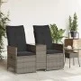 2-seater reclining garden sofa with gray PE rattan table by vidaXL, Outdoor sofas - Ref: Foro24-365712, Price: 241,30 €, Disc...