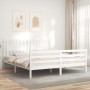 Doppelbettgestell mit weißem Massivholz-Kopfteil von vidaXL, Betten und Lattenroste - Ref: Foro24-3194327, Preis: 181,50 €, R...
