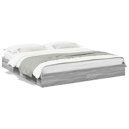 Cama con cajones madera ingeniería gris Sonoma 180x200 cm de vidaXL, Camas y somieres - Ref: Foro24-3280641, Precio: 170,27 €...