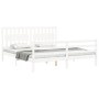 Double bed frame with white solid wood headboard by vidaXL, Beds and slatted bases - Ref: Foro24-3194327, Price: 181,50 €, Di...
