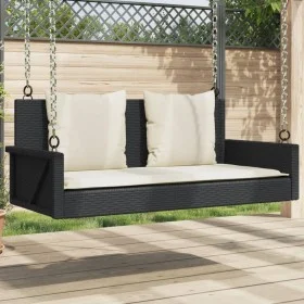 Swing bench with black synthetic rattan cushions 119x56x48 cm by vidaXL, garden benches - Ref: Foro24-365629, Price: 141,80 €...