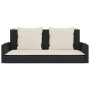 Banco columpio con cojines ratán sintético negro 119x56x48 cm