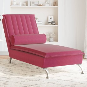 Sofá diván de masaje con cojín de terciopelo rojo tinto