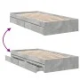Concrete gray engineered wood bed with drawers 90x200 cm by vidaXL, Beds and slatted bases - Ref: Foro24-3280681, Price: 129,...