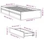 Concrete gray engineered wood bed with drawers 90x200 cm by vidaXL, Beds and slatted bases - Ref: Foro24-3280681, Price: 129,...