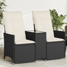 2-Sitzer-Gartensofa mit schwarzem PE-Rattantisch von vidaXL, Outdoor-Sofas - Ref: Foro24-365710, Preis: 235,51 €, Rabatt: %