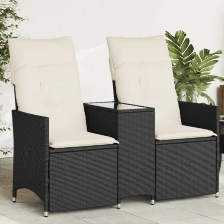 2-Sitzer-Gartensofa mit schwarzem PE-Rattantisch von vidaXL, Outdoor-Sofas - Ref: Foro24-365710, Preis: 235,51 €, Rabatt: %