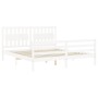 Double bed frame with white solid wood headboard by vidaXL, Beds and slatted bases - Ref: Foro24-3194327, Price: 181,50 €, Di...