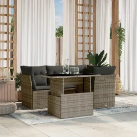 Garden sofa set with cushions 5 pieces gray synthetic rattan by vidaXL, Garden sets - Ref: Foro24-3266560, Price: 347,54 €, D...