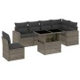 7-teiliges Gartensofa-Set mit grauen synthetischen Rattankissen von vidaXL, Gartensets - Ref: Foro24-3267310, Preis: 456,44 €...