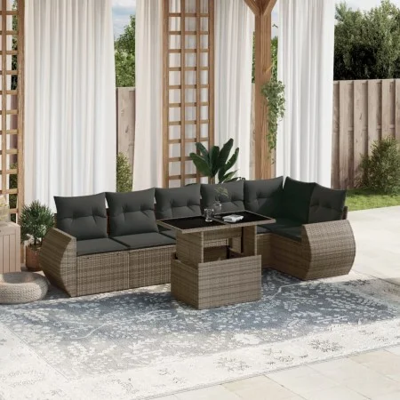 7-piece garden sofa set with gray synthetic rattan cushions by vidaXL, Garden sets - Ref: Foro24-3268550, Price: 489,95 €, Di...