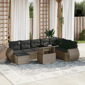 9-piece garden furniture set and gray synthetic rattan cushions by vidaXL, Garden sets - Ref: Foro24-3268730, Price: 591,09 €...