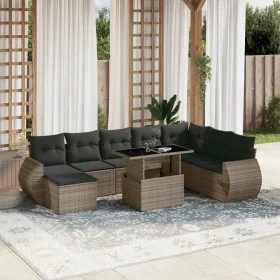9-piece garden furniture set and gray synthetic rattan cushions by vidaXL, Garden sets - Ref: Foro24-3268730, Price: 590,77 €...