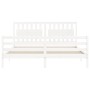Double bed frame with white solid wood headboard by vidaXL, Beds and slatted bases - Ref: Foro24-3194327, Price: 181,50 €, Di...