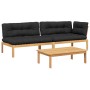 Garden pallet sofa set and cushions 3 pieces acacia wood by vidaXL, Outdoor sofas - Ref: Foro24-3209322, Price: 453,86 €, Dis...