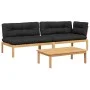 Garden pallet sofa set and cushions 3 pieces acacia wood by vidaXL, Outdoor sofas - Ref: Foro24-3209322, Price: 439,25 €, Dis...