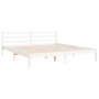Double bed frame with white solid wood headboard by vidaXL, Beds and slatted bases - Ref: Foro24-3194327, Price: 181,50 €, Di...