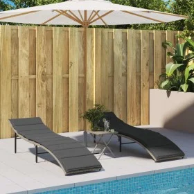 Sun loungers with cushions 2 units light gray synthetic rattan by vidaXL, Loungers - Ref: Foro24-3277306, Price: 249,76 €, Di...