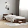 Oak brown engineered wood bed with drawer 90x190 cm by vidaXL, Beds and slatted bases - Ref: Foro24-3280789, Price: 130,80 €,...