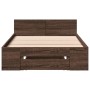 Oak brown engineered wood bed with drawer 90x190 cm by vidaXL, Beds and slatted bases - Ref: Foro24-3280789, Price: 132,37 €,...
