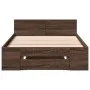 Oak brown engineered wood bed with drawer 90x190 cm by vidaXL, Beds and slatted bases - Ref: Foro24-3280789, Price: 130,80 €,...
