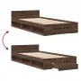 Oak brown engineered wood bed with drawer 90x190 cm by vidaXL, Beds and slatted bases - Ref: Foro24-3280789, Price: 130,80 €,...
