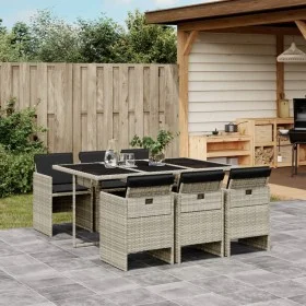 Garden dining set 7 pieces and light gray synthetic rattan cushions by vidaXL, Garden sets - Ref: Foro24-3277678, Price: 533,...