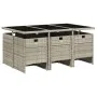 Set comedor jardín 7 pzas y cojines ratán sintético gris claro de vidaXL, Conjuntos de jardín - Ref: Foro24-3277678, Precio: ...
